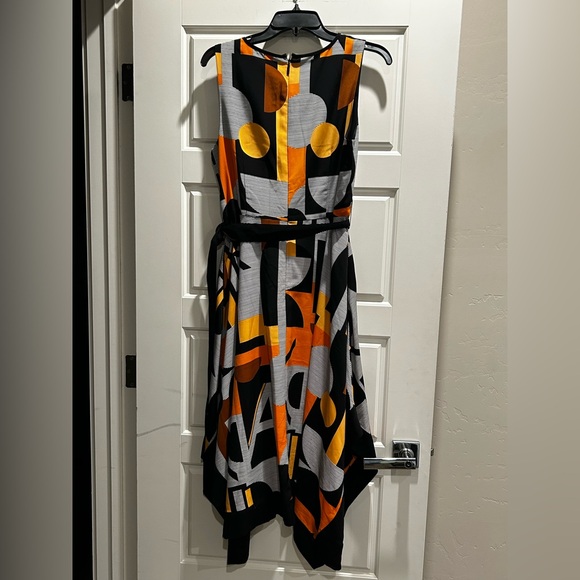 Karl Lagerfeld Asymmetrical Dress in Orange and Black - Picture 6 of 16